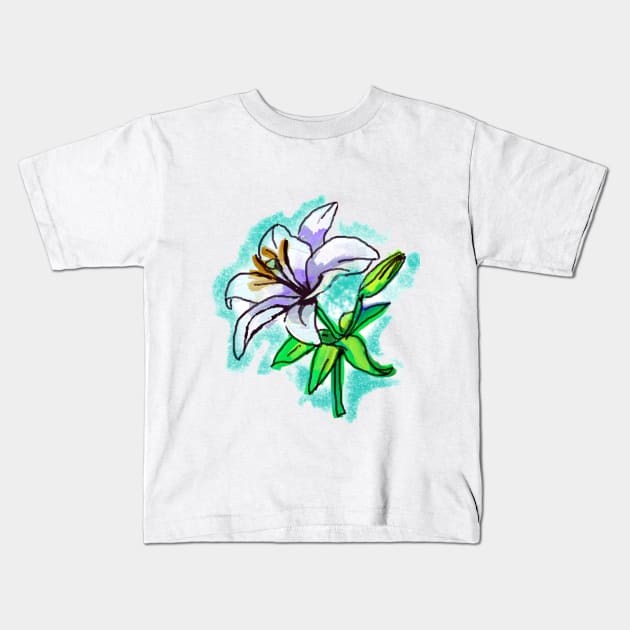 white lily art Kids T-Shirt by lalanny